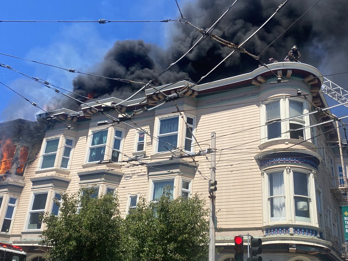 Major fire at an apartment building in our district today at McAllister & Divisadero. My office was on scene shortly after the fire started. Two firefighters received medical attention on site, and one resident was rescued and transported to the hospital with smoke inhalation