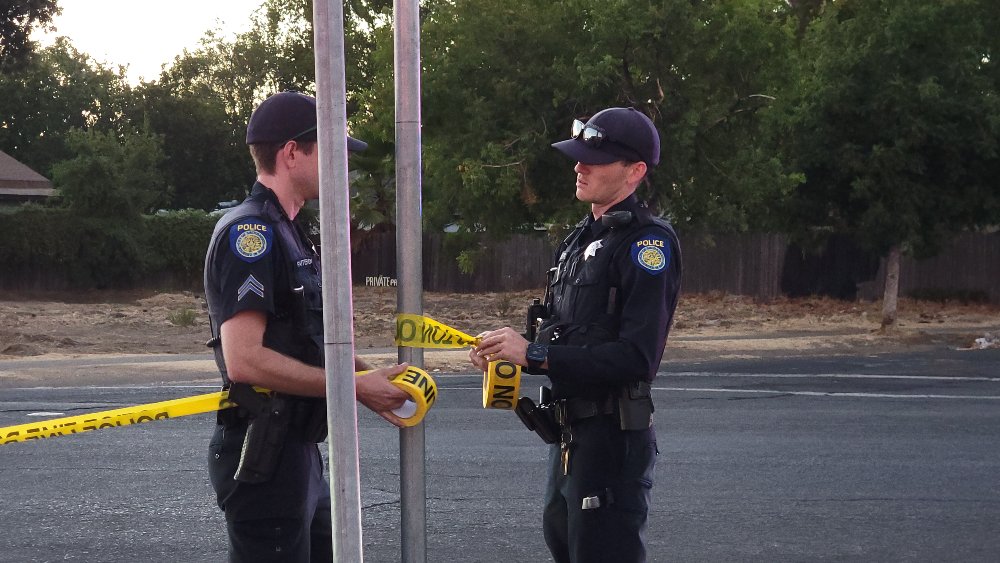 Stabbing Fatal  2500 Rio Linda Blvd  Sac PD and Fire are on scene of an officer-involved stabbing. A transient female approached officers with a weapon and stabbed an officer in the arm. Shots were fired by officers and the suspect is down