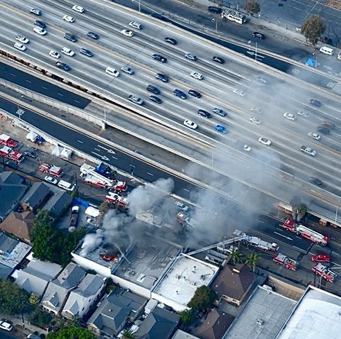 Has knocked down a suspicious structure fire along East 17th St in DTLA along the 10 Freeway Arson investigation underway