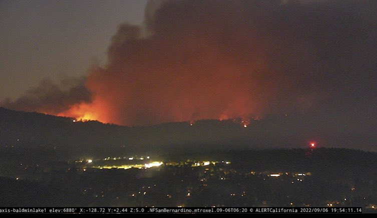 View of the RadfordFire this evening from two alert wildfire cams that haven't switched to night mode yet