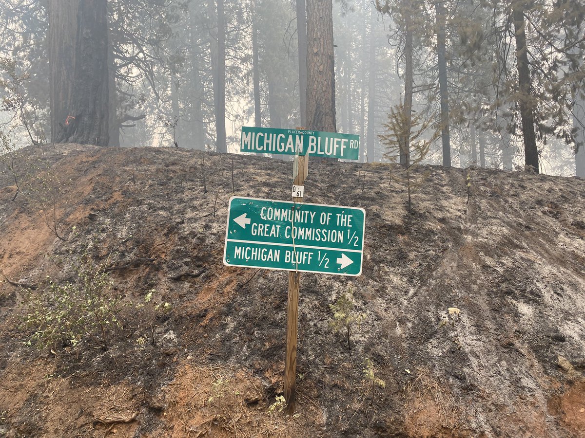 MOSQUITO FIRE   Homes by the historic Last Chance Trail on Michigan Bluff Road are still standing , but a quarter mile down the road many structures and homes are destroyed by the fire