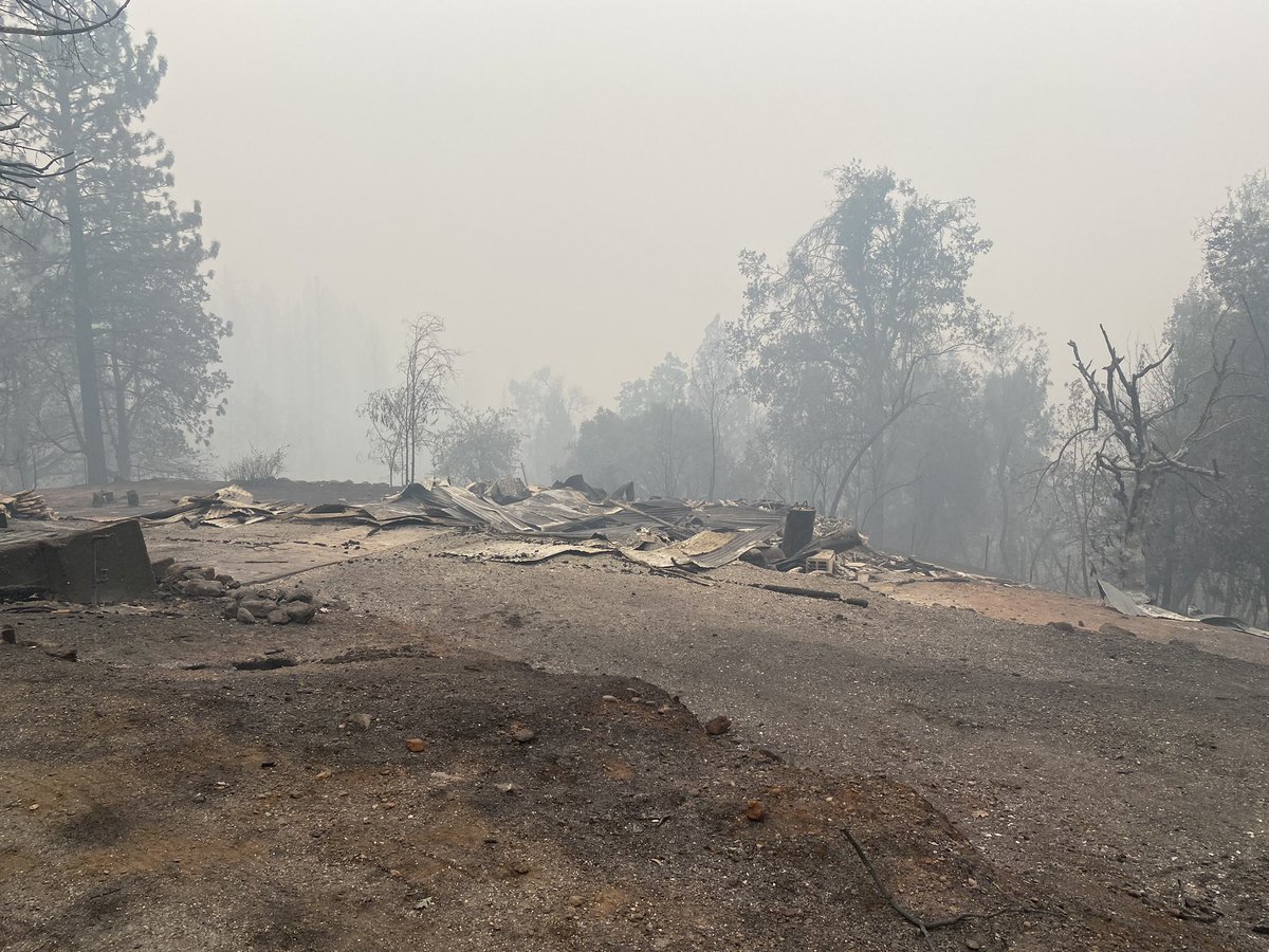 MOSQUITO FIRE   Homes by the historic Last Chance Trail on Michigan Bluff Road are still standing , but a quarter mile down the road many structures and homes are destroyed by the fire