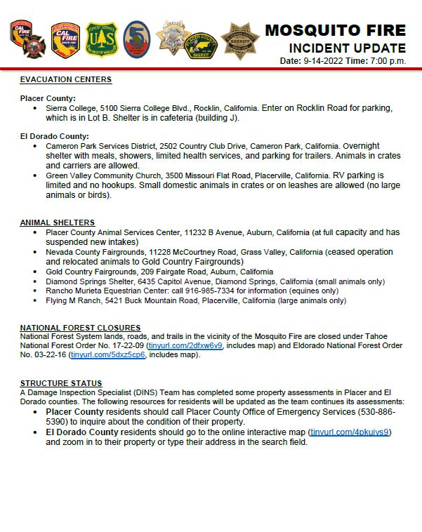 MosquitoFire near Oxbow Reservoir, east of Foresthill in Placer County is 63,776 acres and 20%. In Unified Command with @CALFIRENEU, @CALFIREAEU, @Tahoe_NF, @PlacerSheriff, and Foresthill Fire Protection District