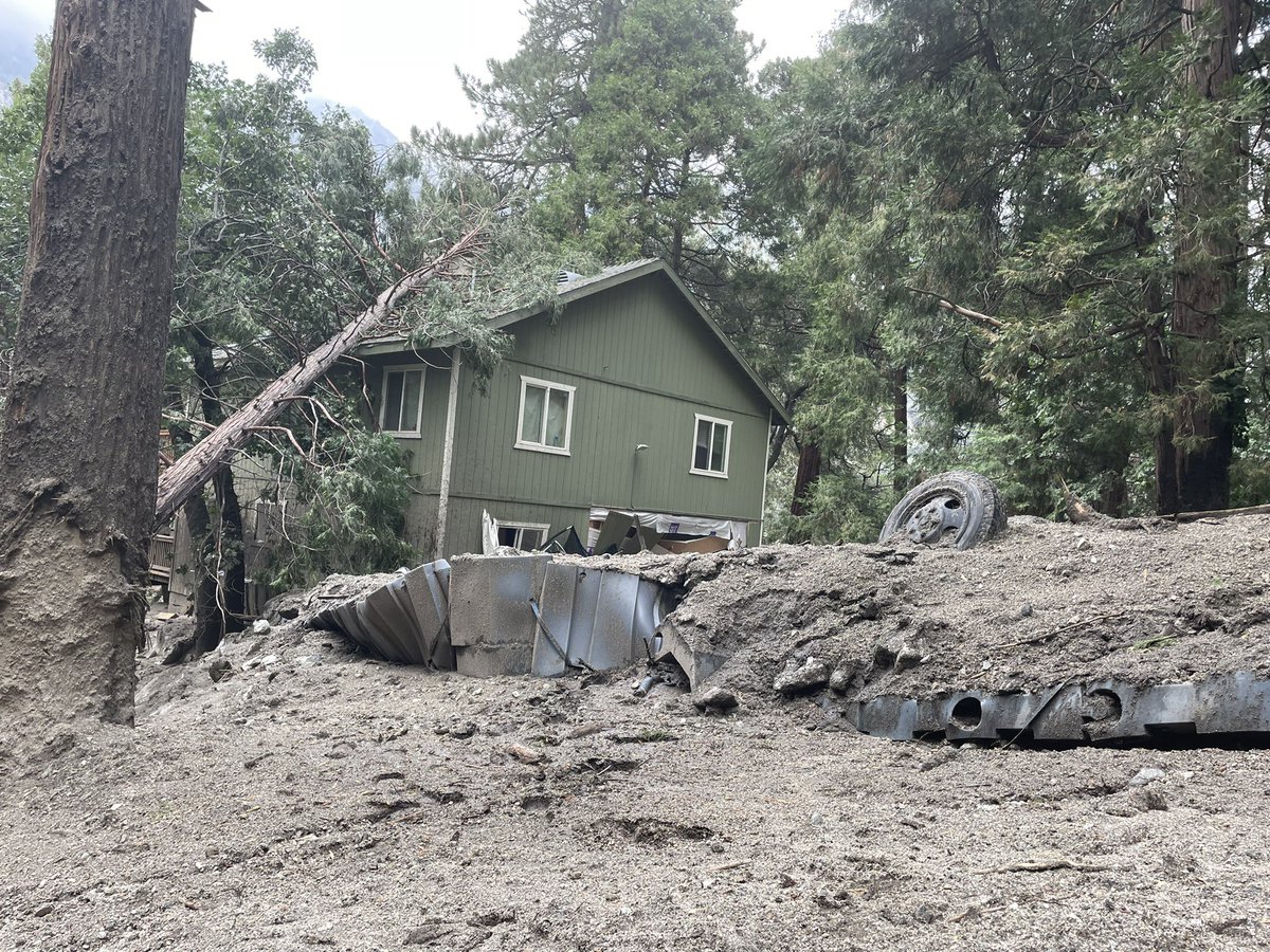 More mud and debrisflow photos from Tuesday survey at Oak Glen and Forest Falls - up to 1.1 inch in 60 minutes at Yucaipa Ridge was observed