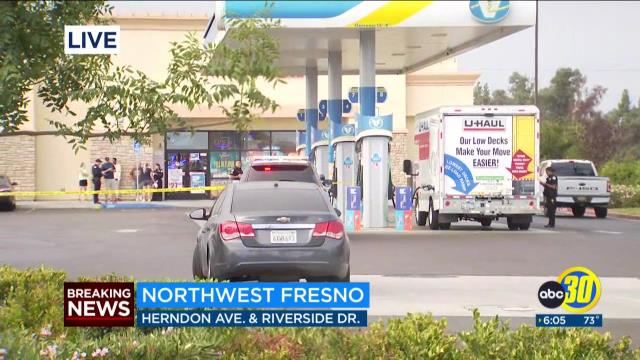 A man was shot at the Valero near Herndon & Riverside Dr. around 5:30pm tonight. He was rushed to the hospital. @FresnoPolice are looking for a white Chevy Camaro that was involved