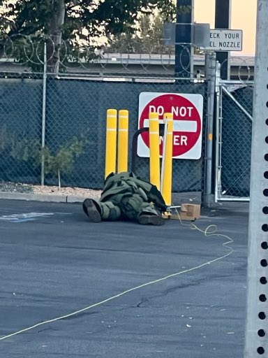 LASD SEB Tactical Bomb Techs on scene at the CHP Lancaster Station in response to a suspicious device outside of the station. Device rendered safe. Neighborhood safe