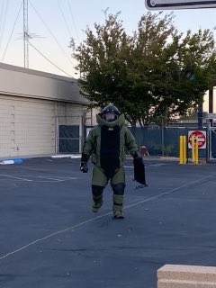 LASD SEB Tactical Bomb Techs on scene at the CHP Lancaster Station in response to a suspicious device outside of the station. Device rendered safe. Neighborhood safe