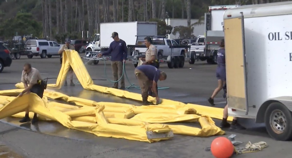 An oil spill drill took place Wednesday to test the emergency response of the Santa Barbara Harbor Patrol