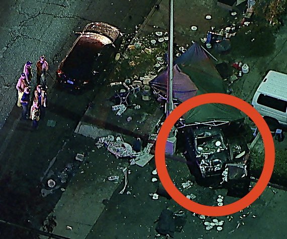 Mass casualty crash in Pomona, CA - A car has slammed into a busy street food stand at Holt Ave x Dudley St, 1 dead and 8 others injured, including 5ppl in critical condition. Female driver fled the scene on foot, police are searching