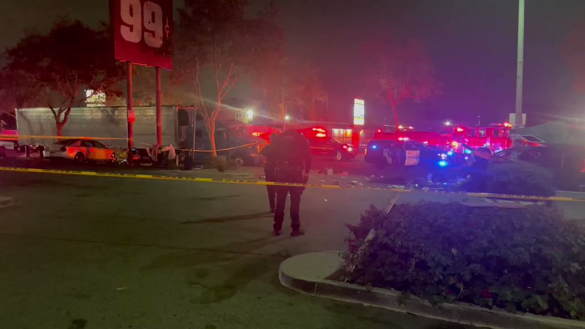 At least one person is dead after a car plowed through a taco stand, according to @PomonaPD. This is at Holt Avenue near Dudley Street.  Multiple critical injuries at this time