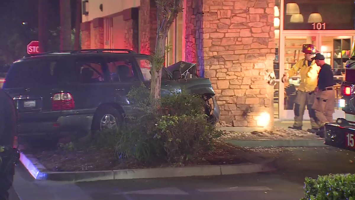 A driver lost control of an SUV and crashed into a pillar at a Starbucks Tuesday night