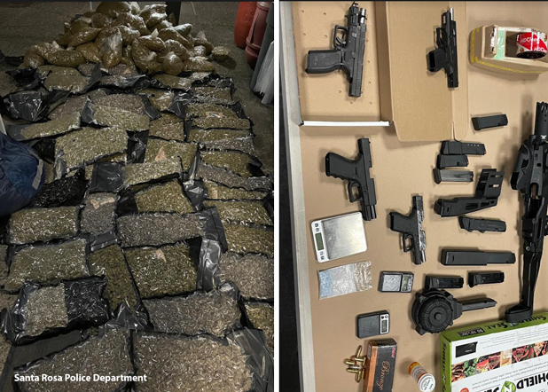 Guns, ammo, suspected fentanyl, and 200 pounds of marijuana seized by Santa Rosa police