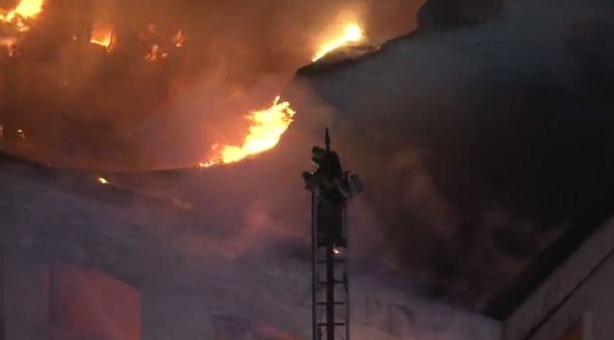 Firefighters are battling a fire at a commercial building in the DowntownLA area. LAFD says they are in the defensive mode.