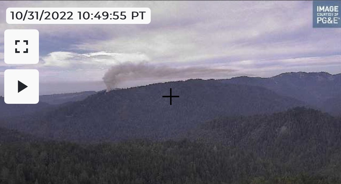 The burn and smoke is visible from the Pole Mtn Lookout & Siri cameras