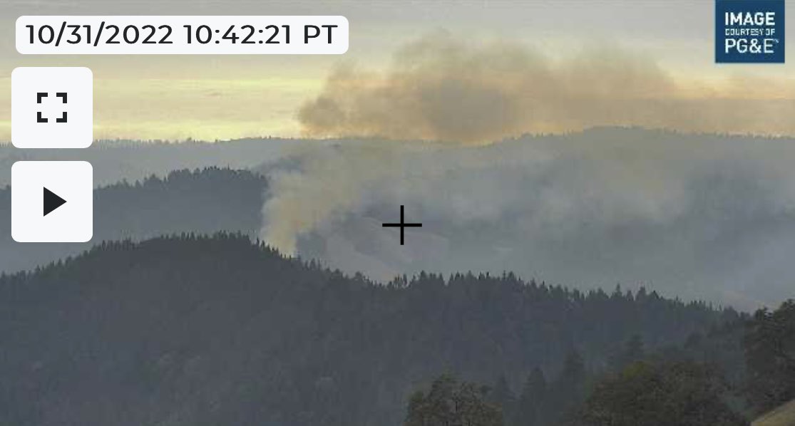 The burn and smoke is visible from the Pole Mtn Lookout & Siri cameras 