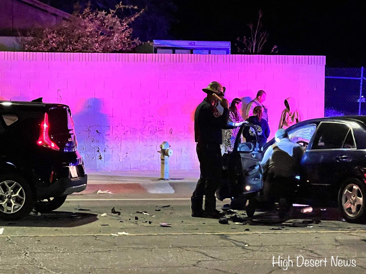 Lancaster,ca: 902t/902r (traffic collision with injuries/ rescue responding) 30th st w and Ave K-8 , 2 vehicles. Picture/video credit: High Desert News