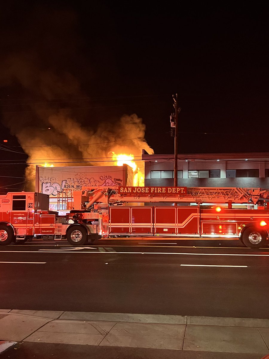 Firefighters are on scene of a two alarm fire in a two story vacant office building on the 800 Block of N. Winchester BLVD. No injuries have been reported at this time and the fire has been contained to the building of origin.  