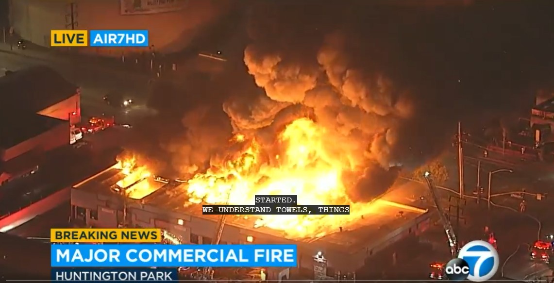 Massive fire erupts at commercial building in Huntington Park.