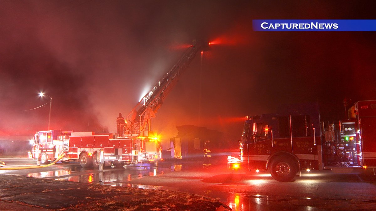 GARY, IN: Firefighters battled an abandoned, fully involved structure fire overnight in the 600 block of Front street. Crews had an aerial stream going as well as hand lines 