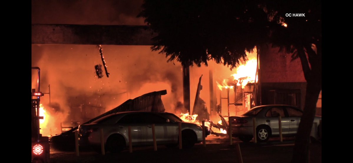 Automotive shop in Industry destroyed by large fire. 