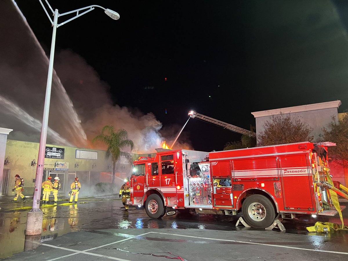 Fire was knocked down at about 6am. Firefighters were able to save 3 of the businesses on the south side of the strip mall. No one was injured. Fire started in a dumpster next to the building. The cause is undetermined