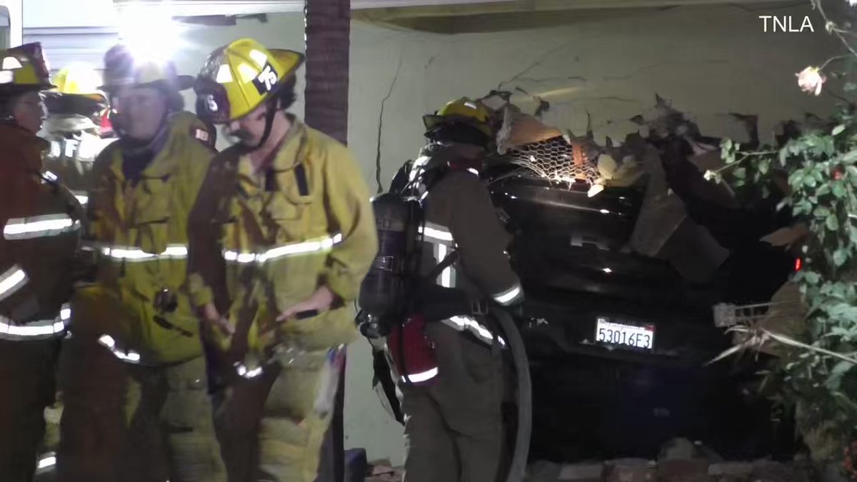 A Christmas Eve Scare on the 11000 block of Woodley Avenue in Granada Hills as a truck slammed all the way through a house. LAFD USAR eventually pulled the vehicle out safely- no injuries