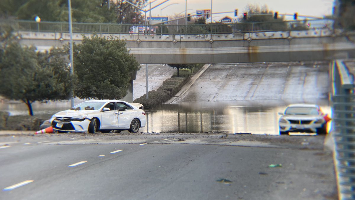 Tracking storm damage across San Joaquin County  Here's a look at Hammer Lane, a major Stockton thoroughfare that has been blocked for just over two days now due to flooding. Waters have receded a bit here exposing three cars that got stuck in the water and abandoned