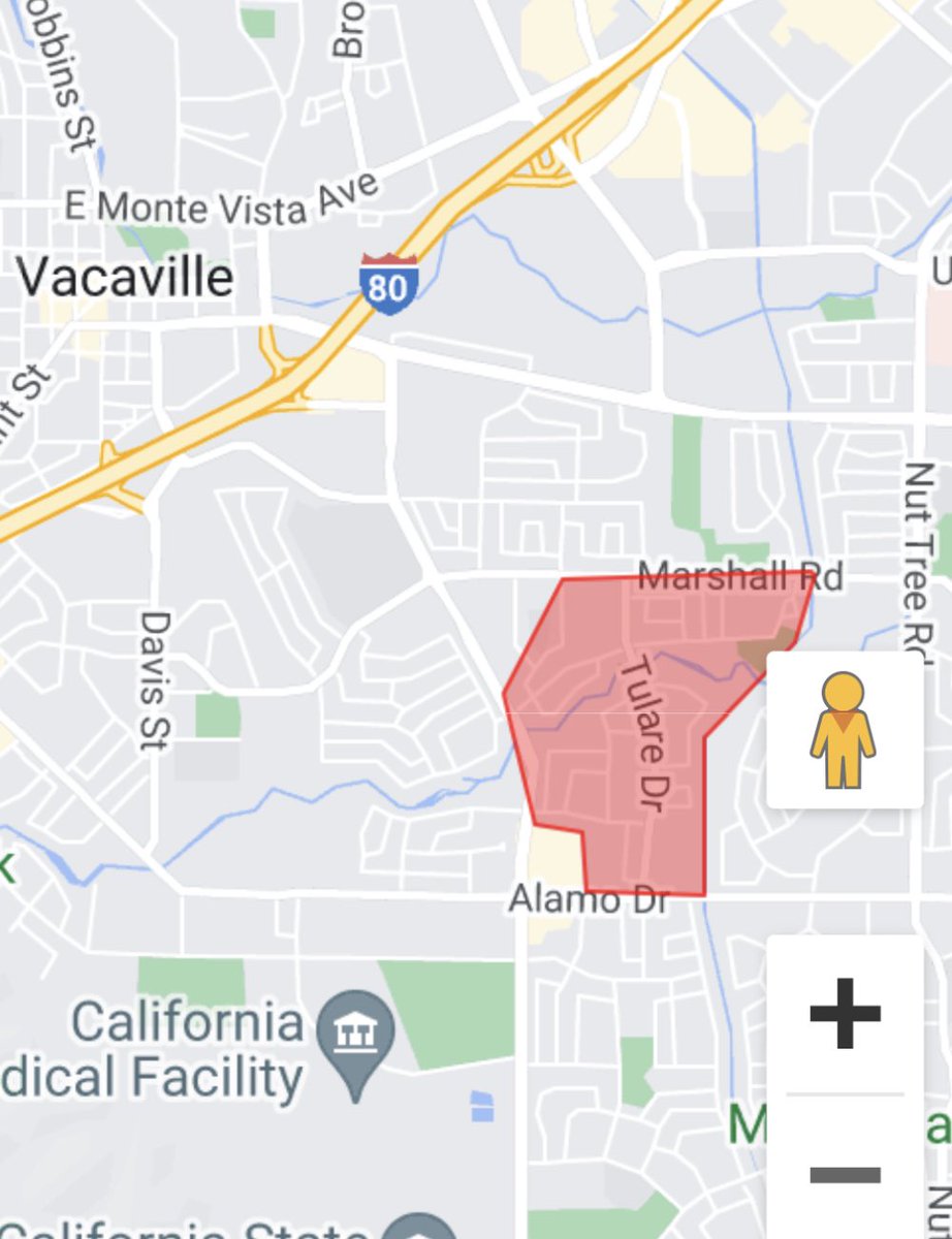Evacuation Warning issued in Vacaville— Residents in Southwood Place area - South of Marshall Rd, East of Peabody, North of Alamo and West of the Putah Canal told to leave now due to rising water