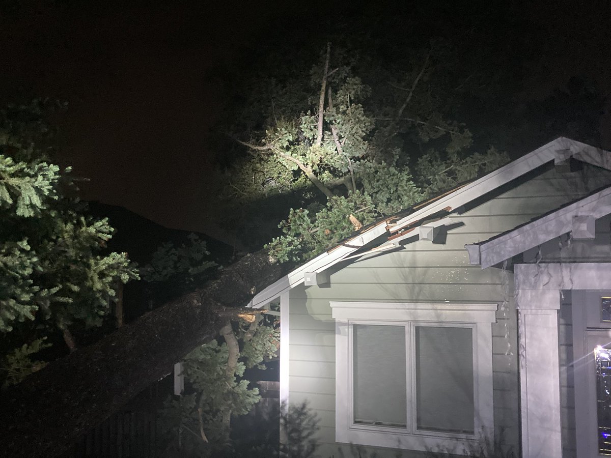 Busy nite in Bmont with wires down, trees blocking roads, onto cars and a tree into a house. Thankfully no injuries. pray The wind & lightning started about 2am with strong gusts all over town.