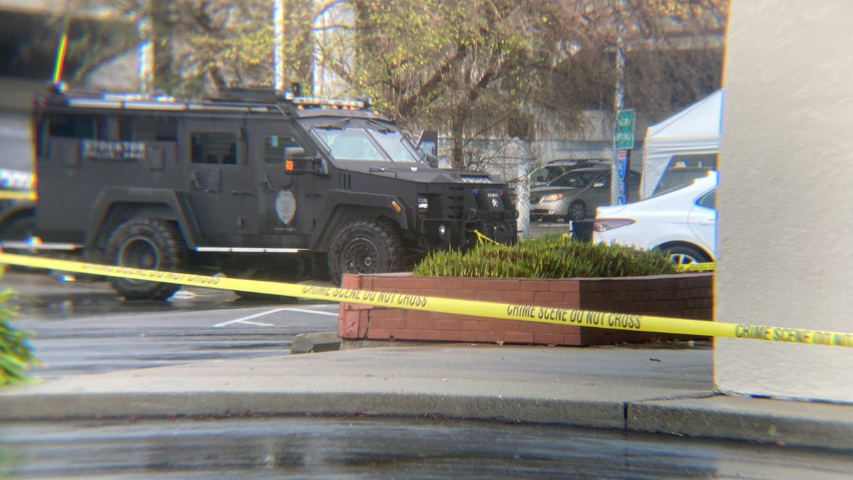 Heavy law enforcement presence along Hammer Lane just west of I-5 as multiple agencies converge to investigate a deadly shooting involving 5 Stockton officers. A suspect was shot and killed by police after allegedly pointing a gun at unarmed people