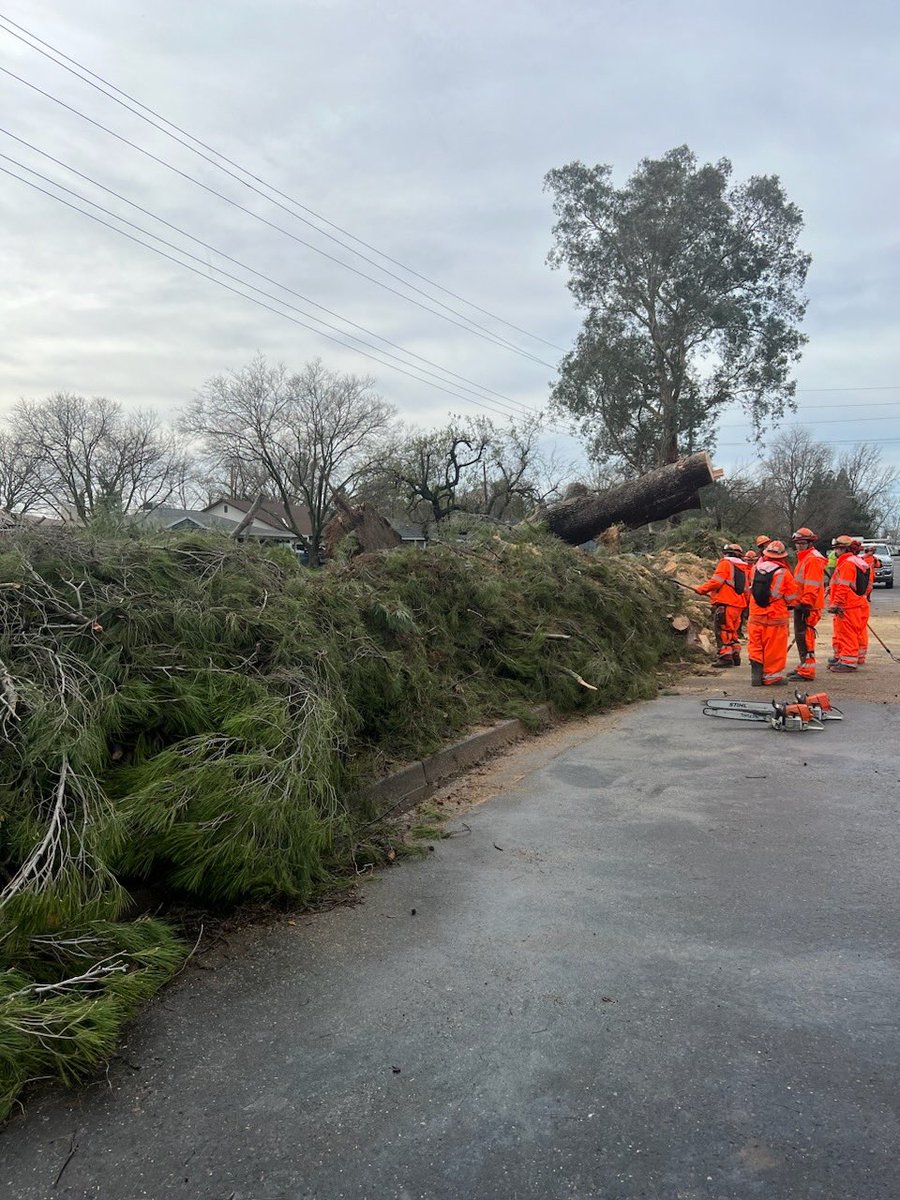 Delta Camp also assisted with the removal of downed trees on buildings and cars in Sacramento. The two crews (Delta 2, Delta 3) have been committed to the downtown area, prioritizing their efforts on life safety and access issues