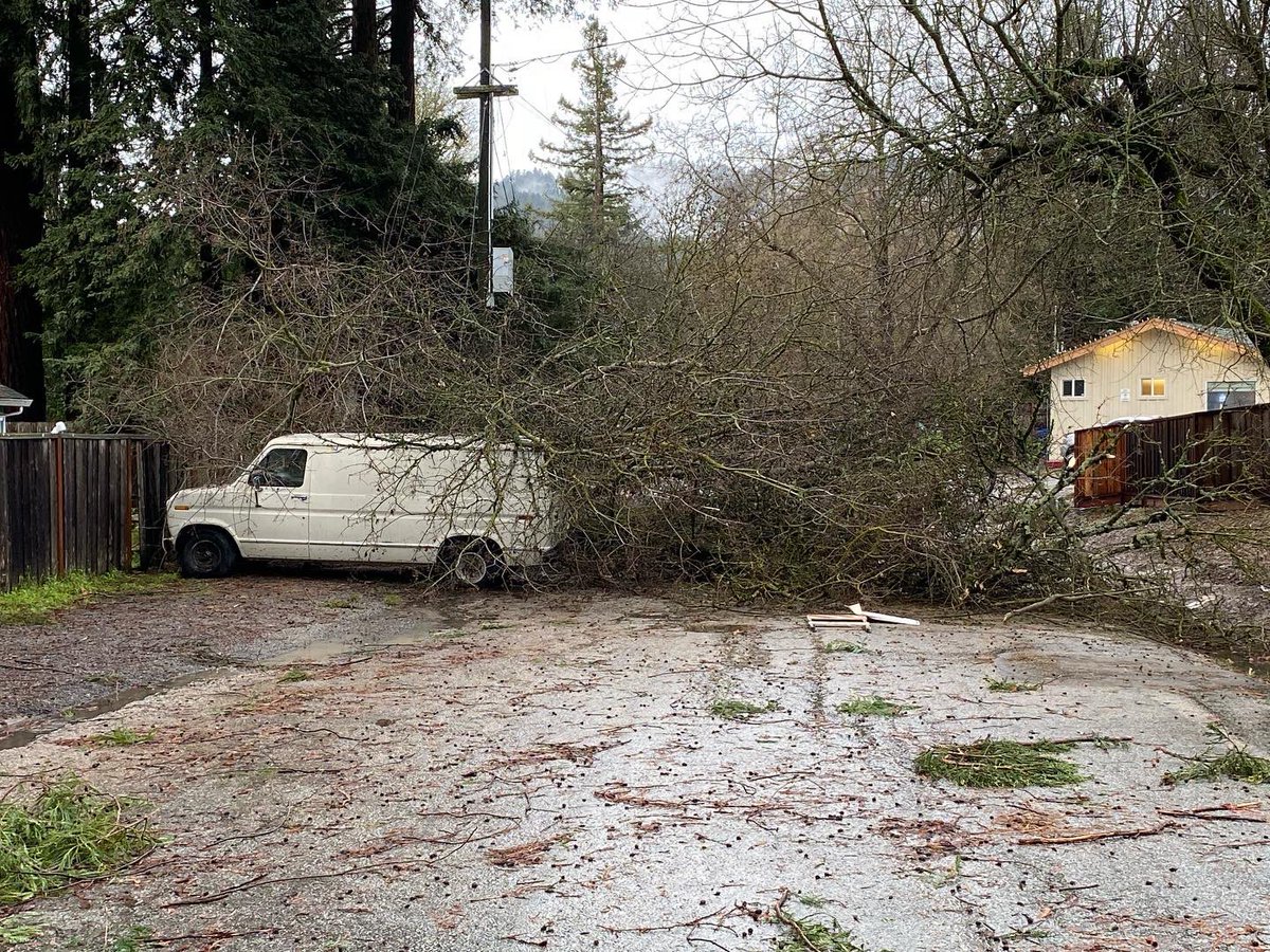 Here's a look at some of the damage across Felton (in the Santa Cruz mountains) yesterday after the San Lorenzo River reached historic flood levels. One homeowner told the water came up to 55 on his home, which flooded out his garage.