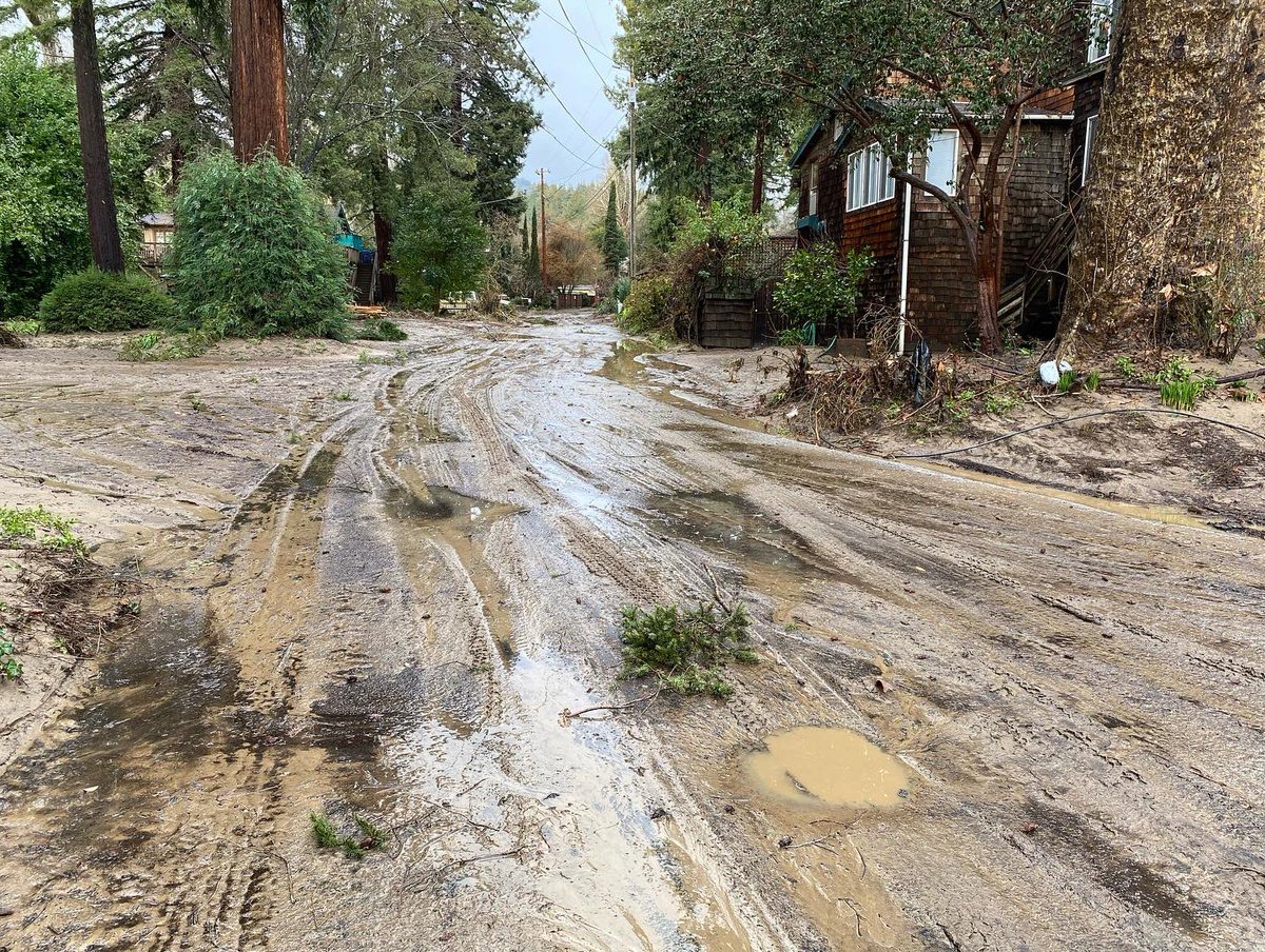 Here's a look at some of the damage across Felton (in the Santa Cruz mountains) yesterday after the San Lorenzo River reached historic flood levels. One homeowner told the water came up to 55 on his home, which flooded out his garage.  