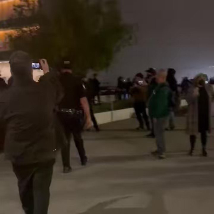 Police in Riot gear has formed in front of LAPD HQ    Losangeles   California   Currently multiple police are in Riot gear are out side of Los Angeles Police departments as protesters have breached barricades entrance with Protesters spray painting Kill FTP