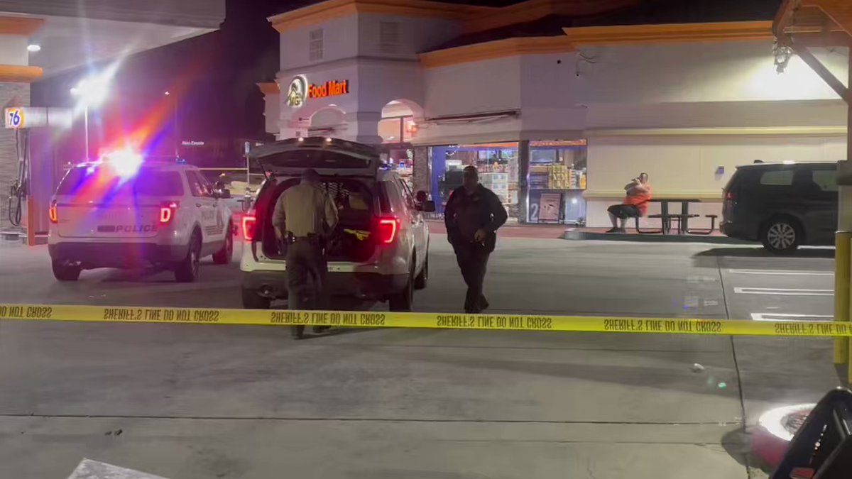 Crime scene tape goes up at a RanchoCucamonga gas station. Reports of a possible shooting, but still trying to get confirmation. Location: Arrow and Hermosa