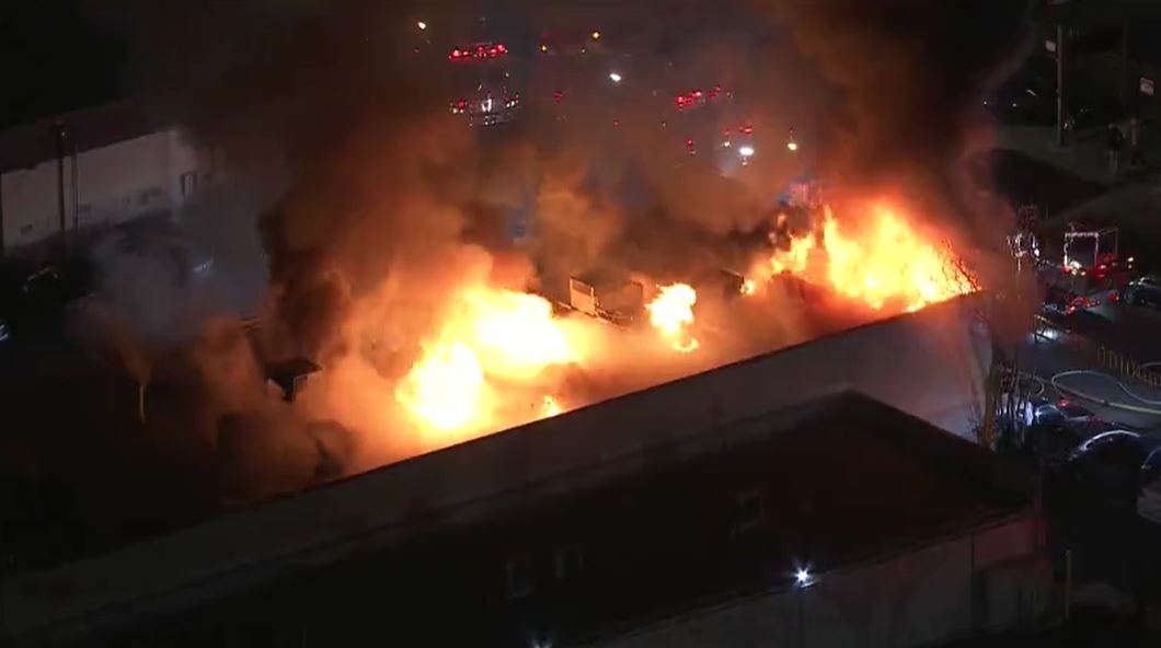Firefighters are battling a greater alarm structure fire at a commerical building in the 1500 block of Stagg St. in VanNuys tonight. LAFD says they are in the defensive operation.