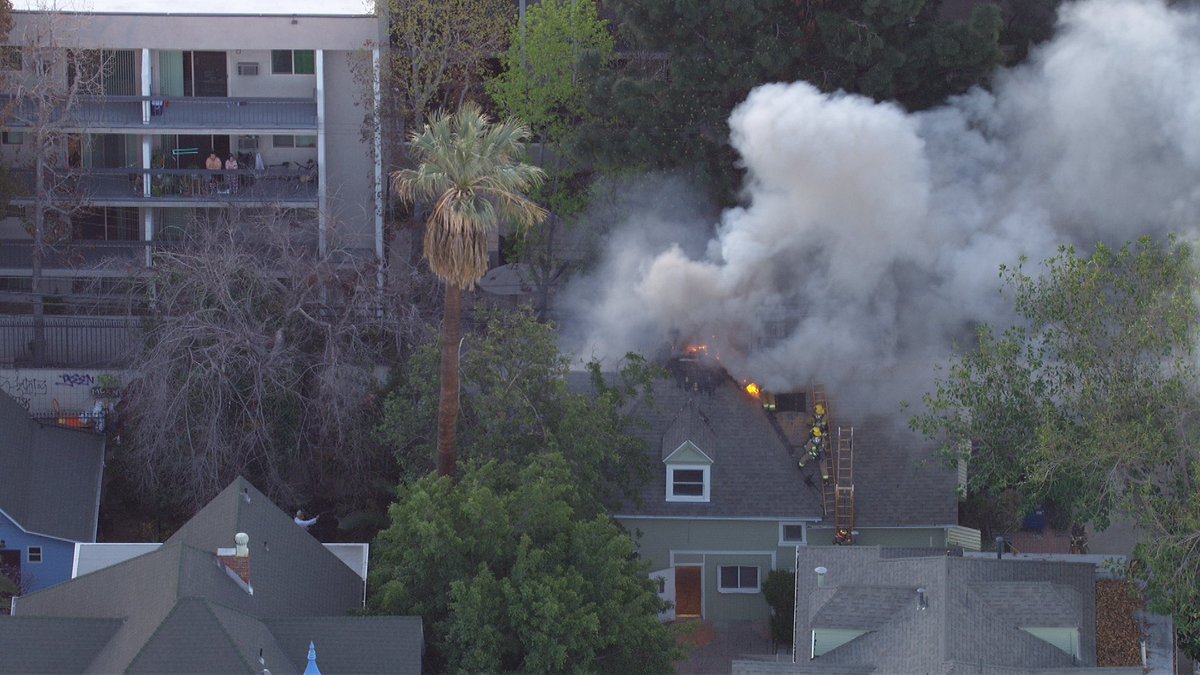 Pico Union area HOUSE FIRE in a historic Victorian home @LAFD arrived 8th & Bonnie Brae find fire in a back house quick work by firefighters saved property no injuries  