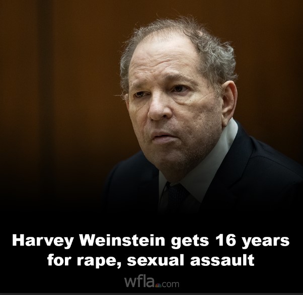 A Los Angeles judge on Thursday sentenced Harvey Weinstein to 16 years in prison after a jury convicted him of the 2013 rape and sexual assault of an Italian actor and model