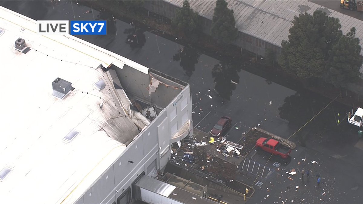 Strong winds from our atmospheric river caused a roof to collapse early this morning at a warehouse in Oakland, sadly killing one person