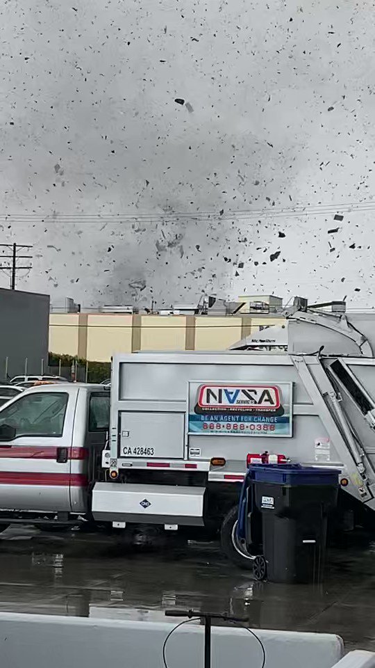 Tornado hits south maple ave in Montebello tearing the roof off multiple buildings and destroying multiple cars