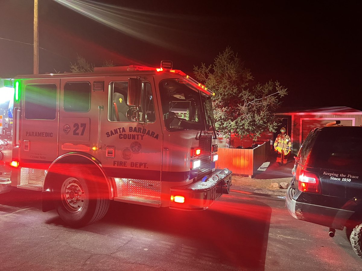 Structure Fire- 4800 Blk Sisquoc St, Cuyama.  Working smoke detector alerted neighbor who called 911.  Fire knocked down(09:38pm) &amp;amp; confined to kitchen by County firefighters from the new station 27.  One resident displaced.  Fire under investigation.
