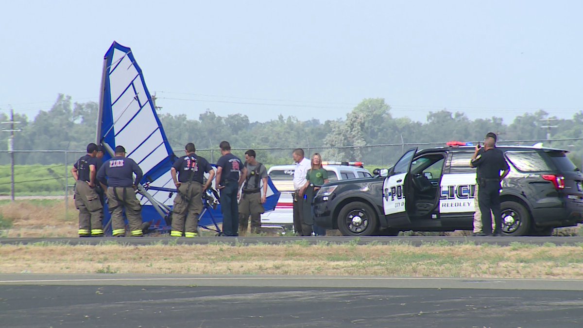 A pilot was injured after his powered hang glider crashed at the Reedley airport Friday