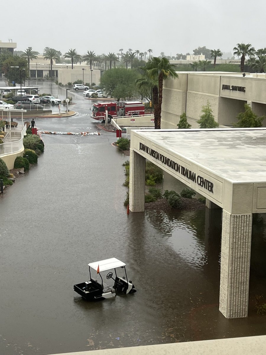 Flooding inside Eisenhower hospital in Rancho Mirage