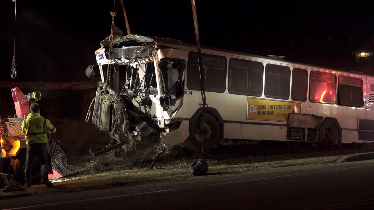 Six people were sent to the hospital after a UC Santa Cruz bus crashed Tuesday night