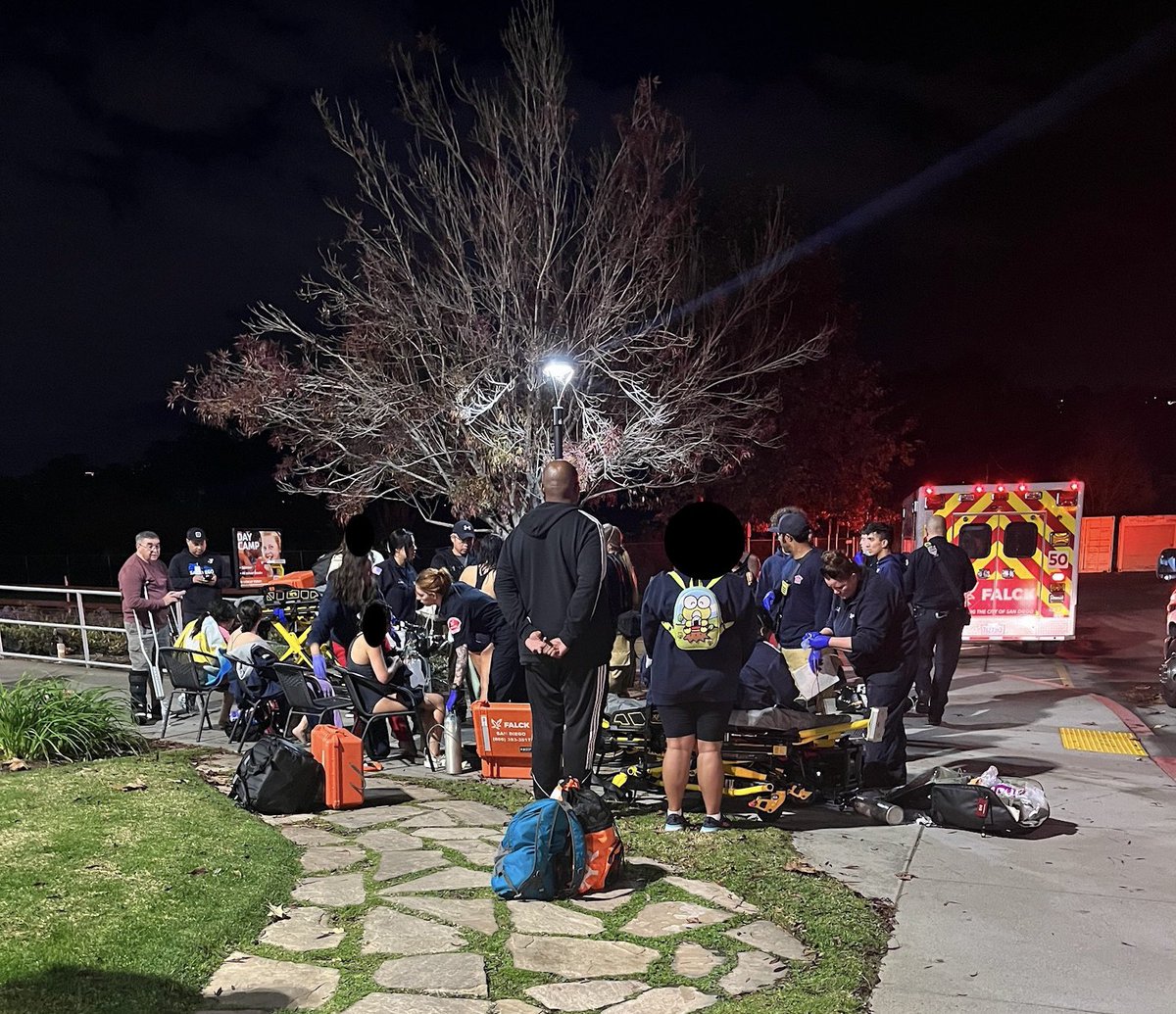 12 kids and one adult being evaluated after patients in the pool of the YMCA on Friars Rd felt ill. All patients categorized as  minor ; as far as injury level. Two patients transported to hospital