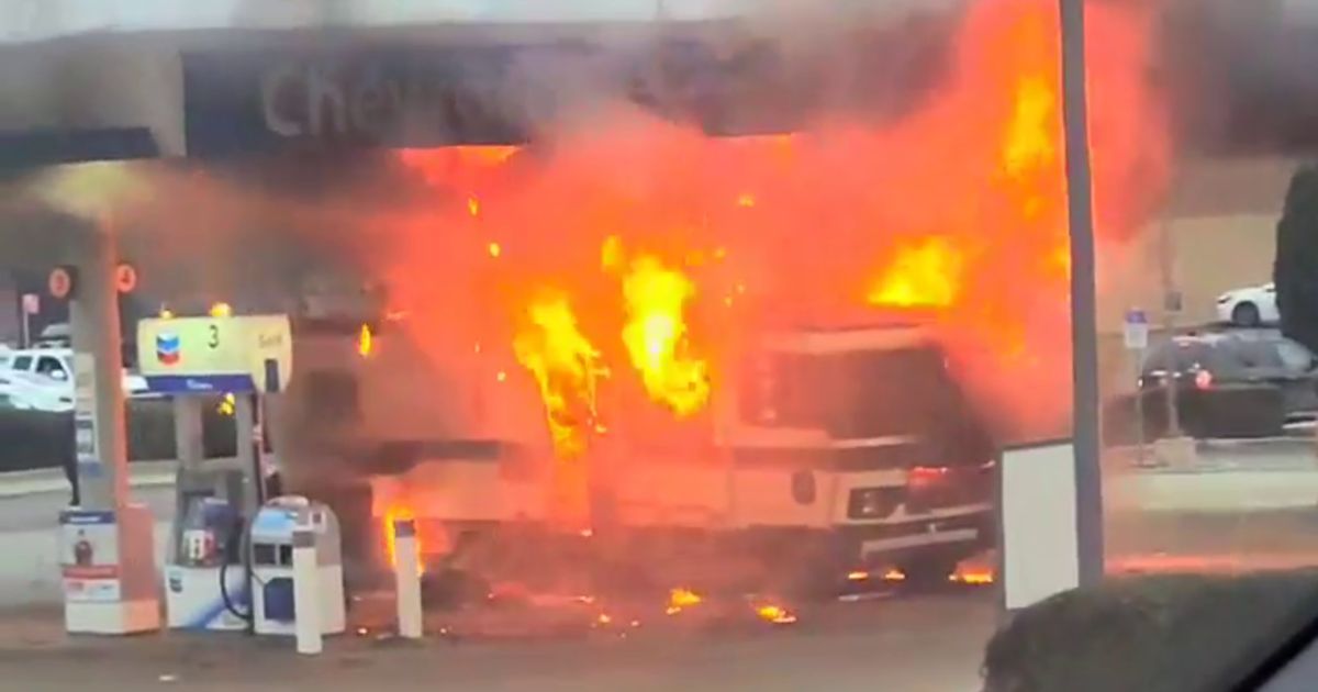 RV goes up in flames at Ceres gas station; 2 injured
