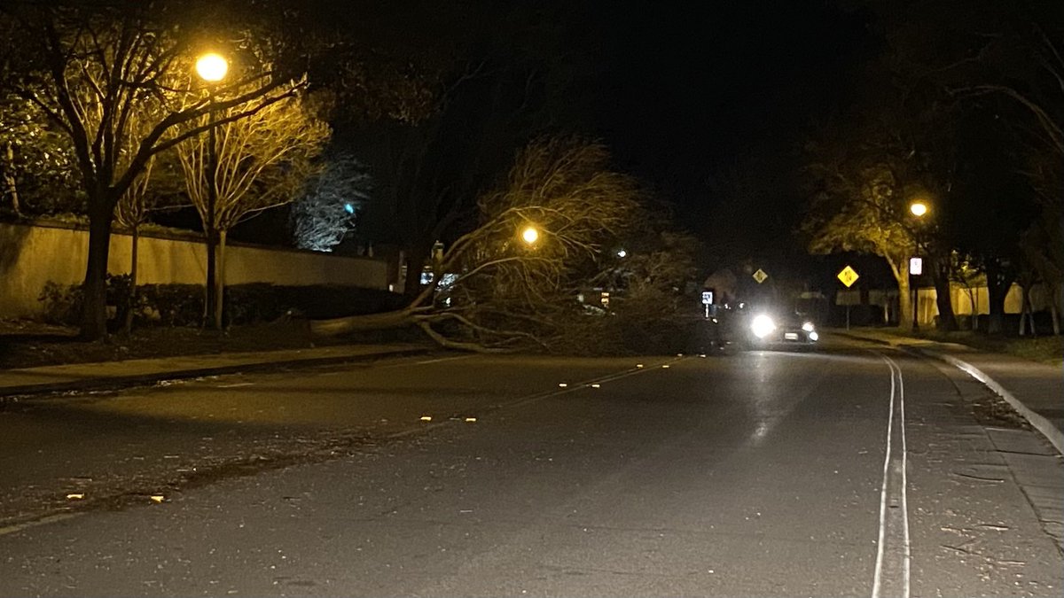 A downed tree in north Stockton and a power pole leaning west of Lodi are just two examples of damage left behind by a powerful atmospheric river storm to hit the state today. 23k PG&E customers in Stockton alone remain without power tonight.
