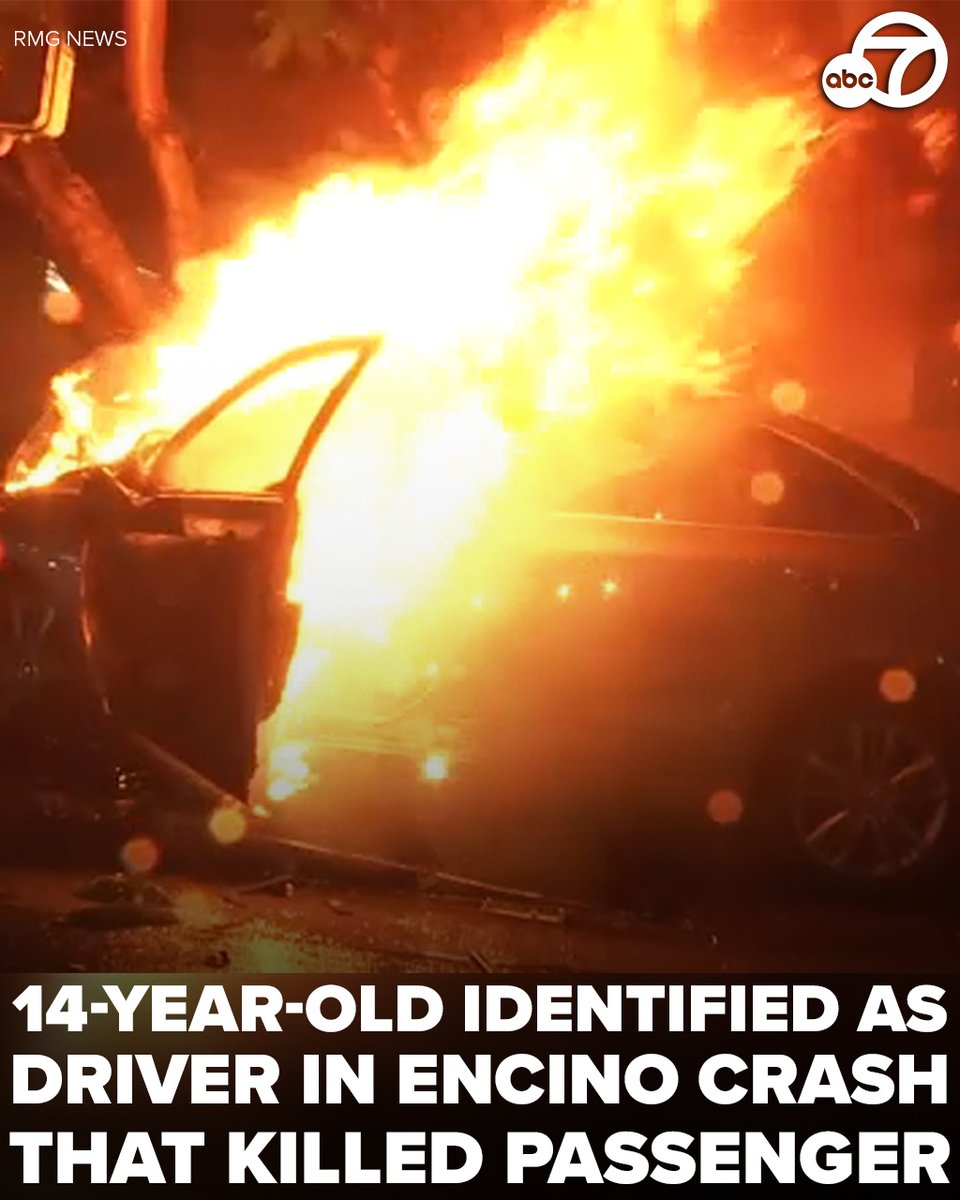 A teenager was behind the wheel of a car that crashed and erupted in flames in Encino overnight, leaving one person dead