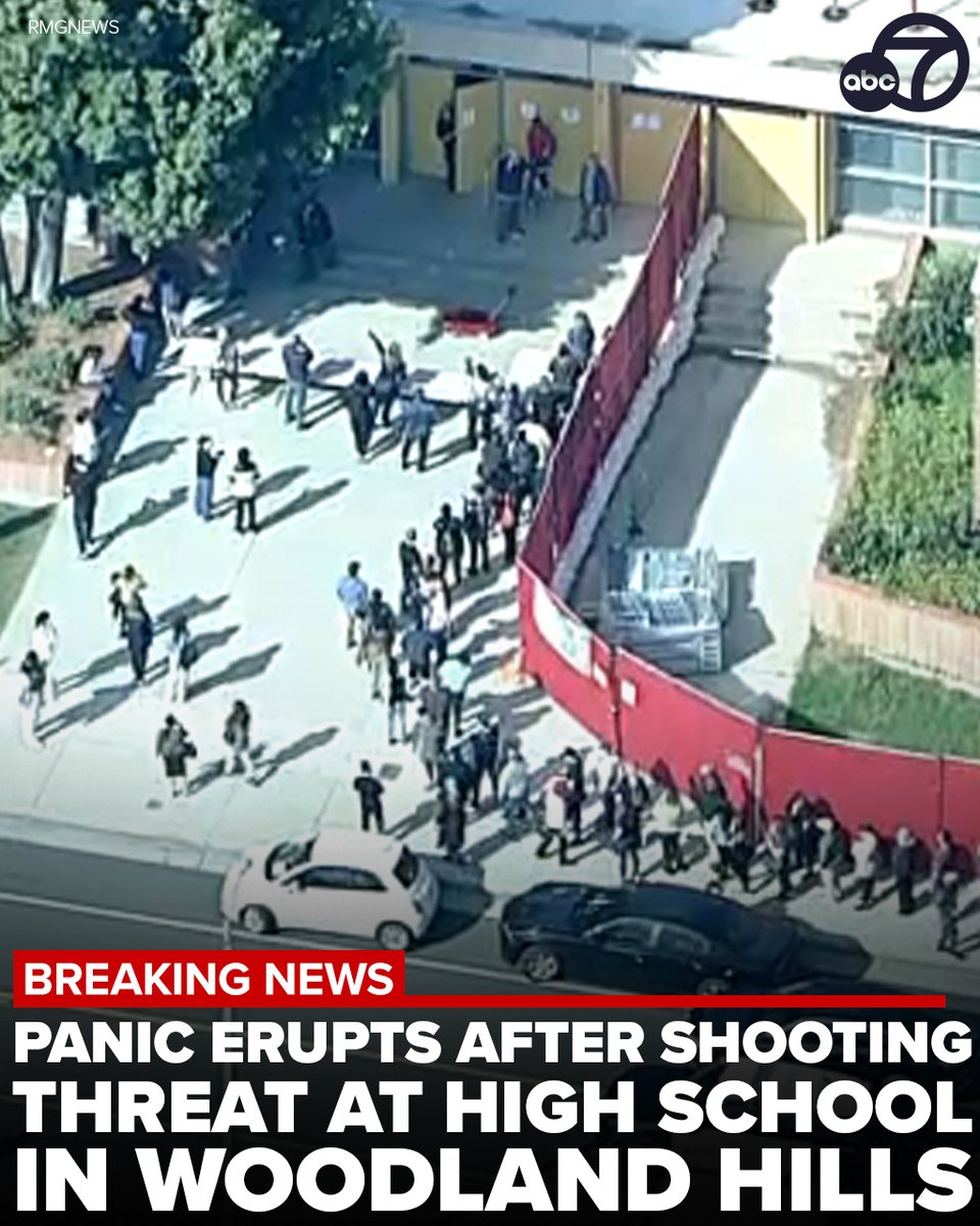 Panic appeared to erupt among students at Taft High School in Woodland Hills after a threat of a shooting on campus was posted on social media.Video shows students scaling the fence to jump over and get off campus Tuesday morning
