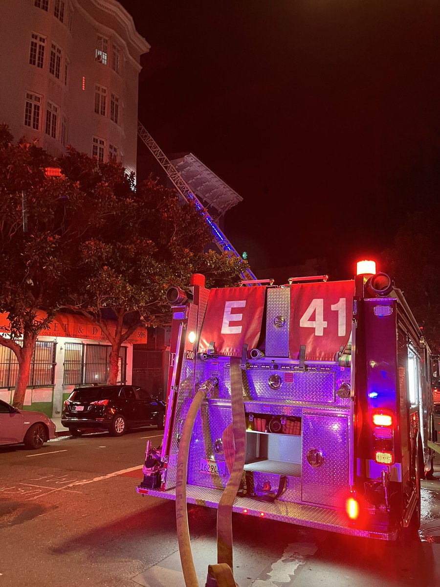 500 Leavenworth at O'Farrell is closed  SFFD extinguishes a fire in an apartment. No injuries reported, unknown displaced at this time.Avoid the area